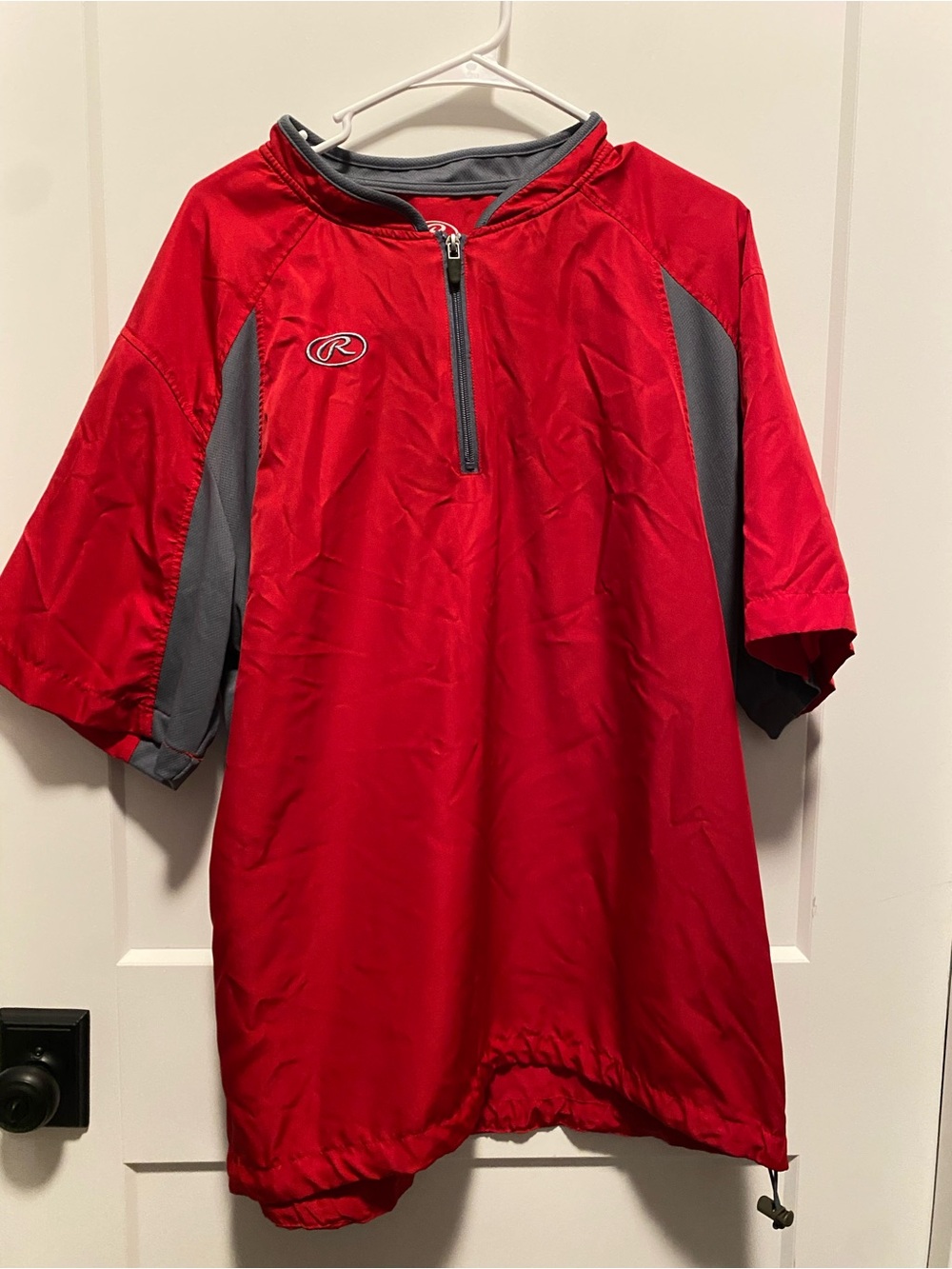 Rawlings Men’s Large Red Athletic Half-Zip with Gray Trim